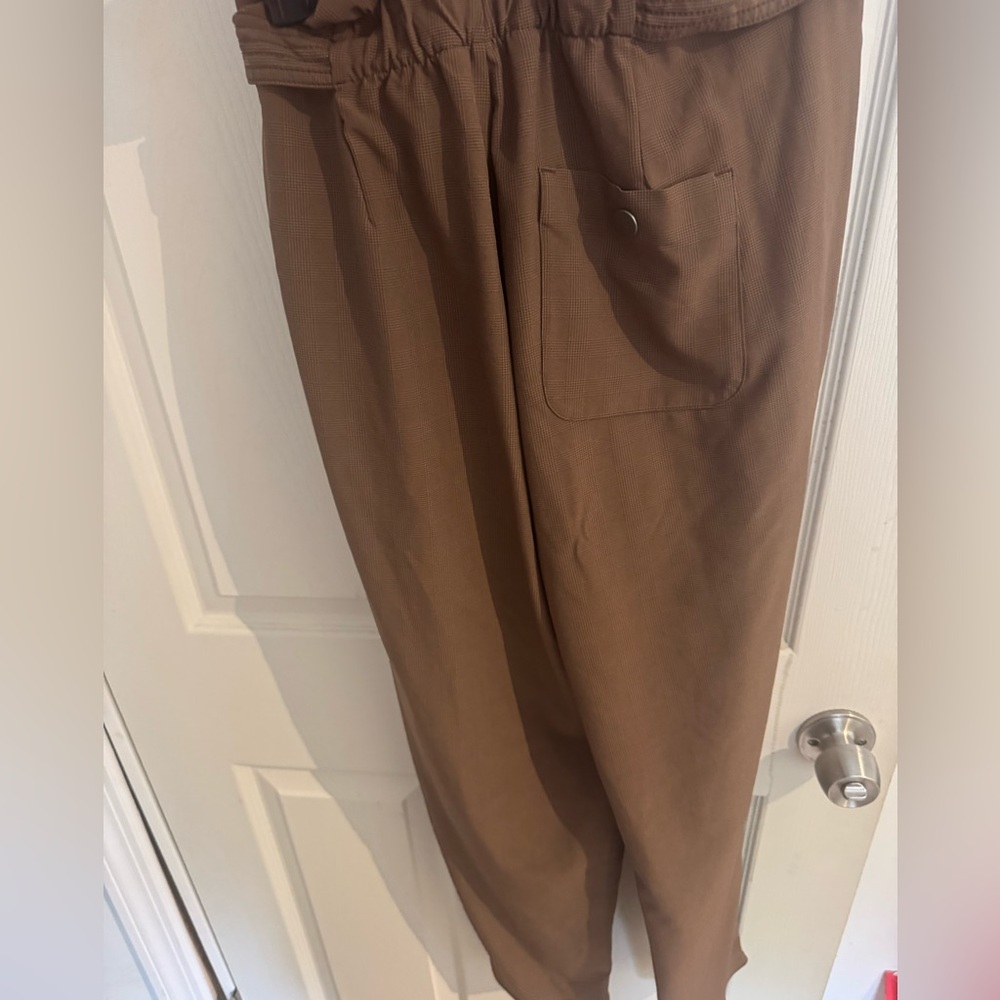 ATHLETA Women's Size 4 Skyline High Waisted Pants Brown Plaid Comfort Dress Pant - Picture 8 of 15